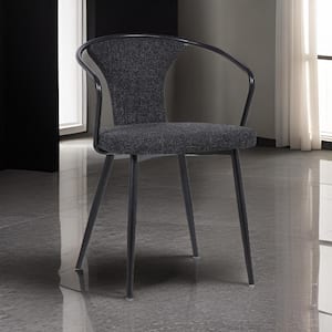 Black Fabric Curved Back Dining Chair