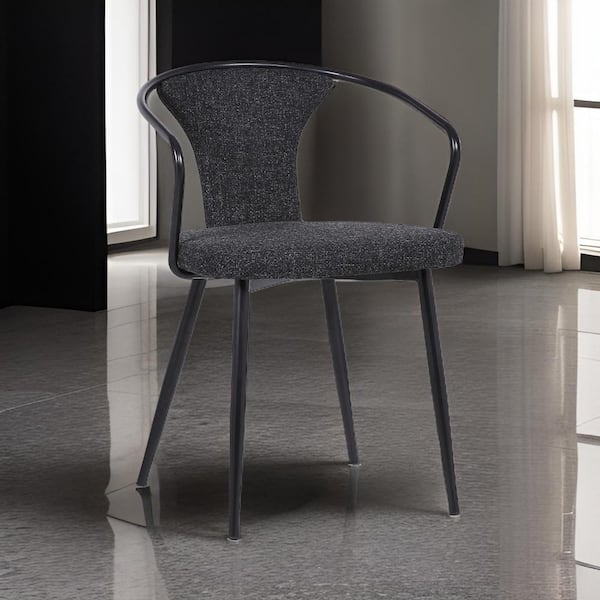 Benjara Black Fabric Curved Back Dining Chair
