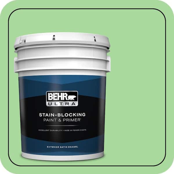 BEHR ULTRA 5 gal. #440B-4 Cool Aloe Satin Enamel Exterior Paint & Primer