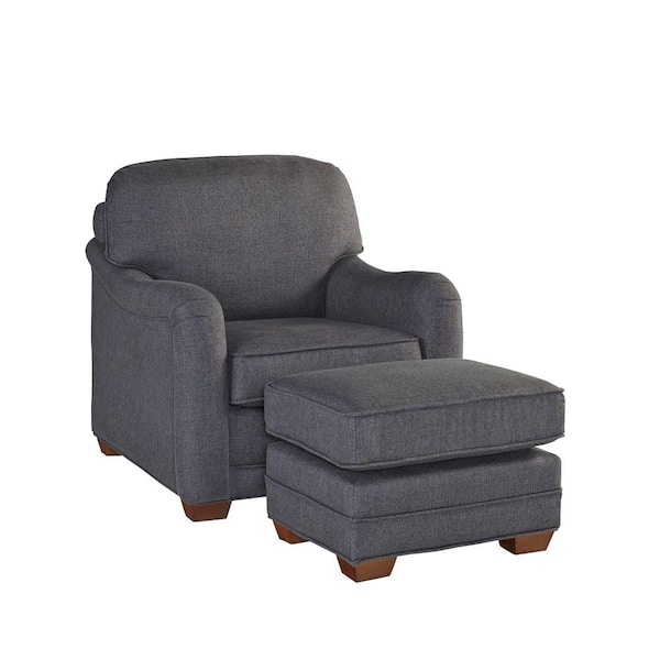HOMESTYLES Magean Grey Polyester Arm Chair with Ottoman