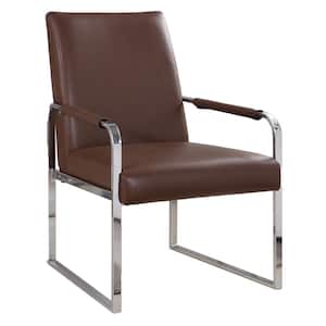 Xamian Brown Faux Leather Arm Chair