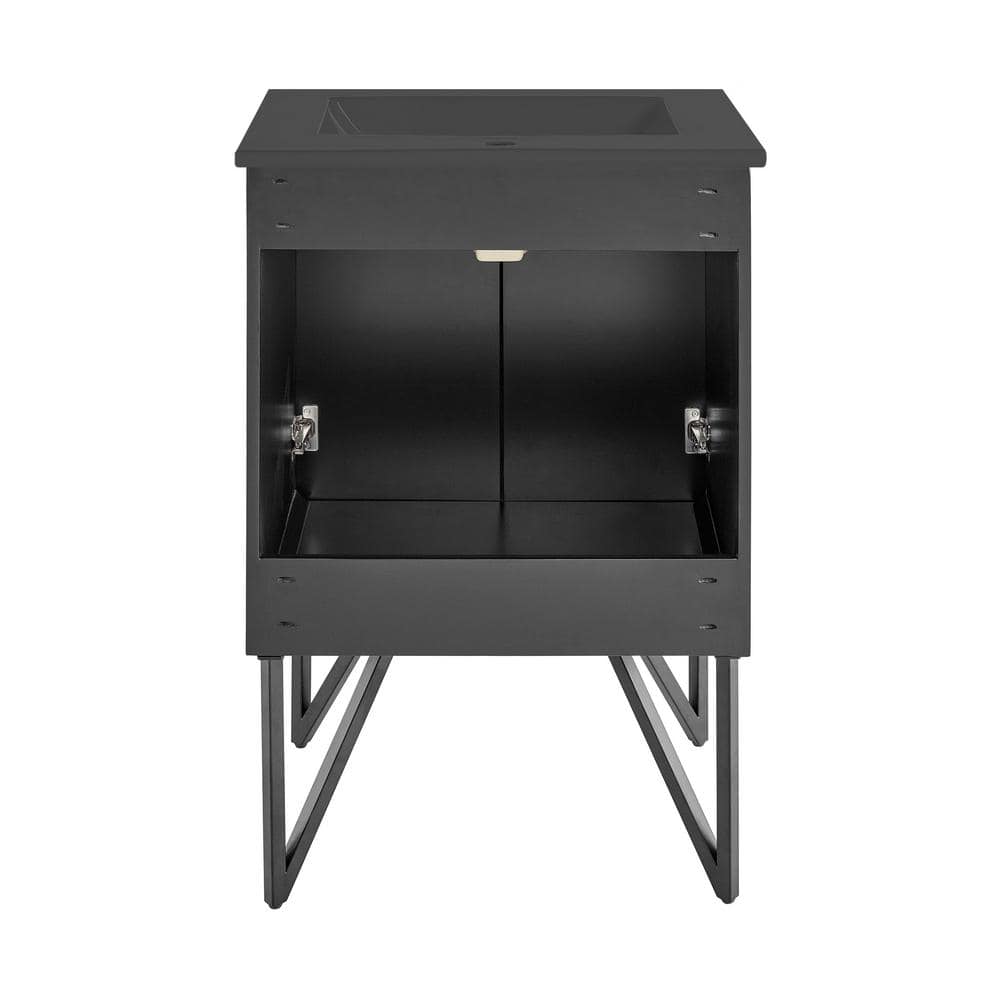 Annecy 24" Matte Black Freestanding Bathroom Vanity with Ceramic Sink