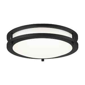 Vantage 11.75 in. 1-Light Black LED Flush Mount with Acrylic Diffuser
