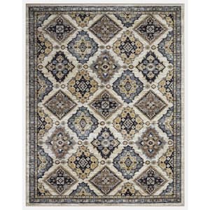 Eden Collection Panels Ivory 5 ft. x 7 ft. Machine Washable Traditional Indoor Area Rug