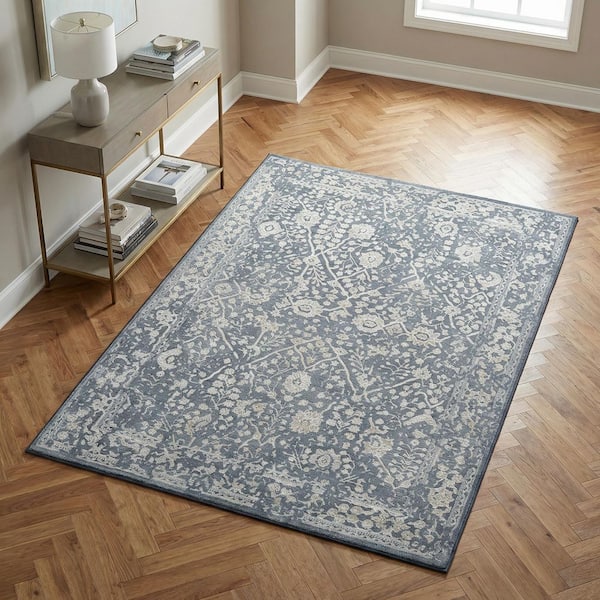 Marina Lillian Slate Blue-Oyster 2 ft. x 4 ft. Area Rug
