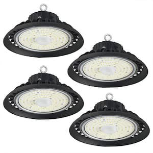 10 in.300-Watt Equivalent Integrated LED Dimmable Black UFO High Bay Light 5000K 14000LM Area Lighting Fixture 4 Pack