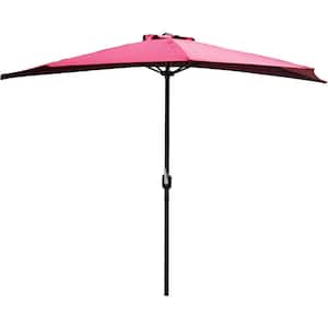 9 ft. Half Round Outdoor Patio Market Umbrella with 5 Ribs for Balcony Deck Garden or Terrace Shade BURGUNDY