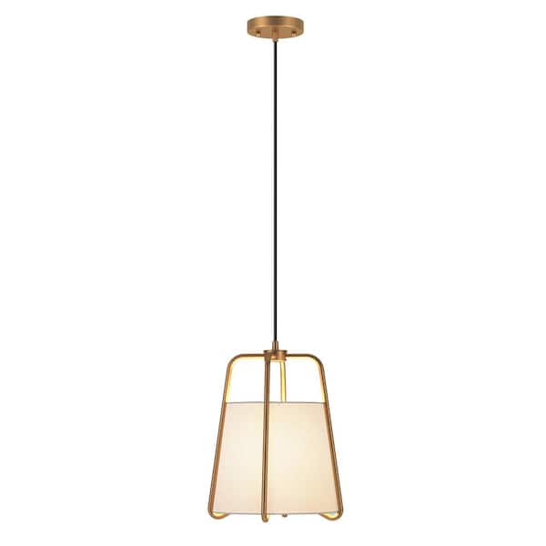 Meyer&Cross Marduk 1-Light Antique Brass Pendant with Fabric Shade