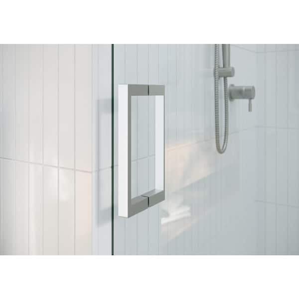 72 in. W x 78 in. H Sliding Frameless Shower Door with Square Hardware in Brushed Nickel