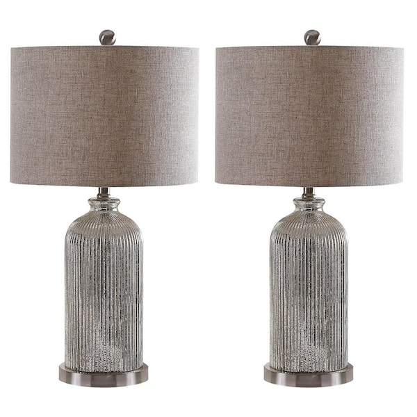 SAFAVIEH Ashson 26 in. Silver/Ivory Table Lamp