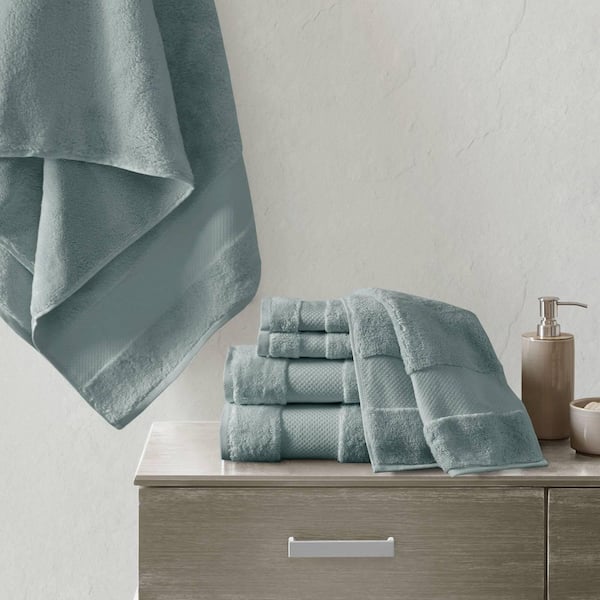 MADISON PARK Signature Turkish 6-Piece Blue Cotton Bath Towel Set