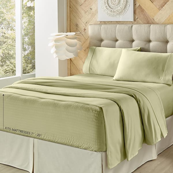 Unbranded Royal Fit Sage Polyester Queen 4-Piece Sheet Set
