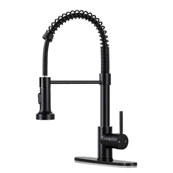Kitchen Faucet with Pull Down Sprayer in Matte Black 1 Pack 16 in. H x 10 in. W x 6.8 in. D Dual Mode Commercial Sink
