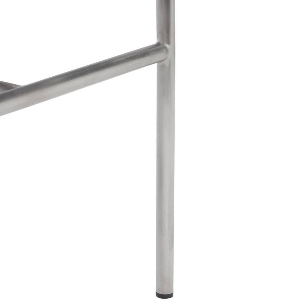 Olenna 41" White Leather and Silver Metal Saddle Counter Stool