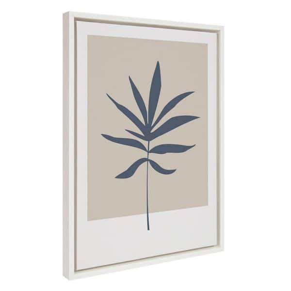 Kate and Laurel Sylvie Muted Tan and Blue Colorblock Botanical Leaf by The Creative Bunch Studio Framed Art Print 18 in. x 24 in.