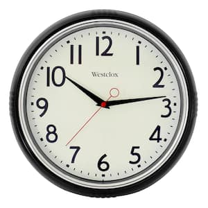 32044BK- 12" Black Retro Wall Clock with Easy-to-Read Dial.
