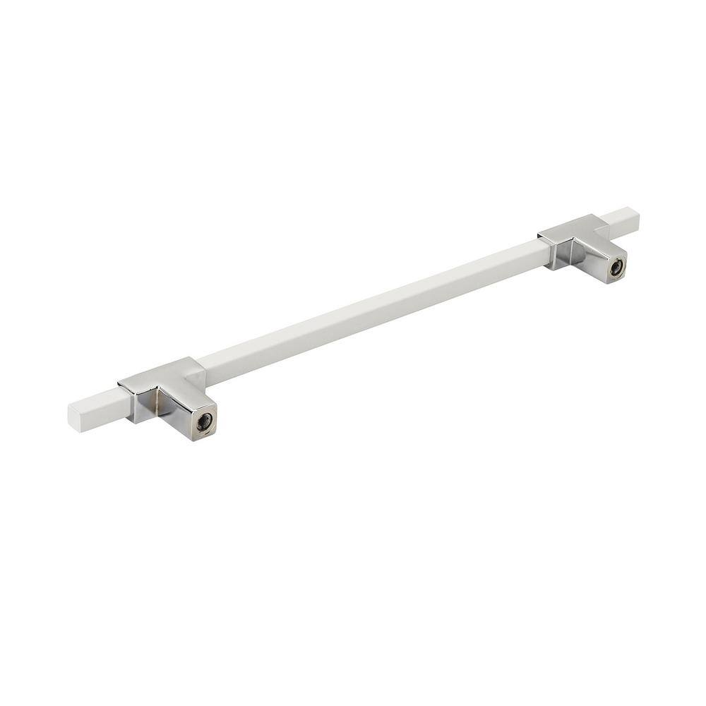 Polished Chrome and White Modern Cabinet Bar Pull