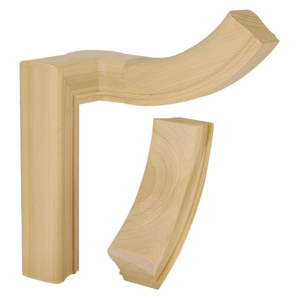 EVERMARK Stair Parts 7265 Unfinished Poplar 90° Right-Hand 2-Rise Gooseneck Handrail Fitting