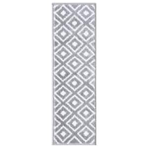 Valencia Gray/Ivory 9 in. x 28 in. Non-Slip Stair Tread Cover (Set of 7)