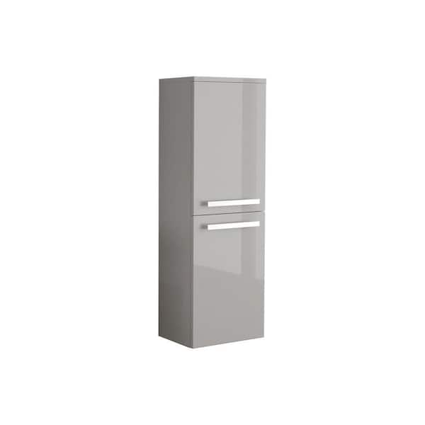 LaToscana Ameno 14-9/50 in. W Wall Mounted Linen Cabinet in Glossy Grey