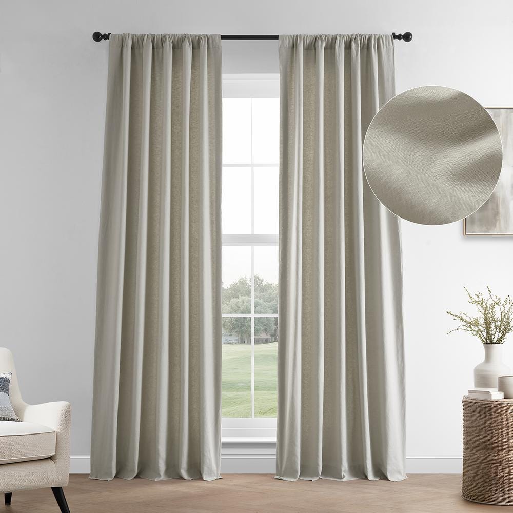 Fresh Khaki 96" Linen Room Darkening Curtain Panel
