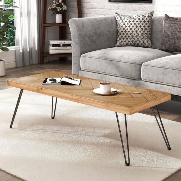 Zeus & Ruta Natural Ash Wood Outdoor Coffee Table, Cocktail
