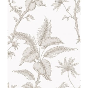 Cival White Fern Trail Strippable Wallpaper Covers 57.5 sq. ft.