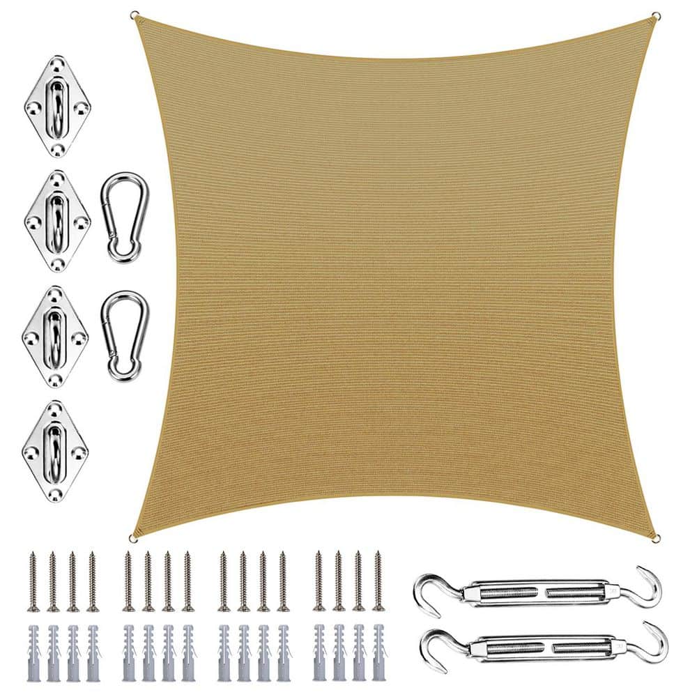 16 ft. x 20 ft. Rectangle Sun Shade Sail with Hardware Kit-Sand Beige price history on PriceWatchPro