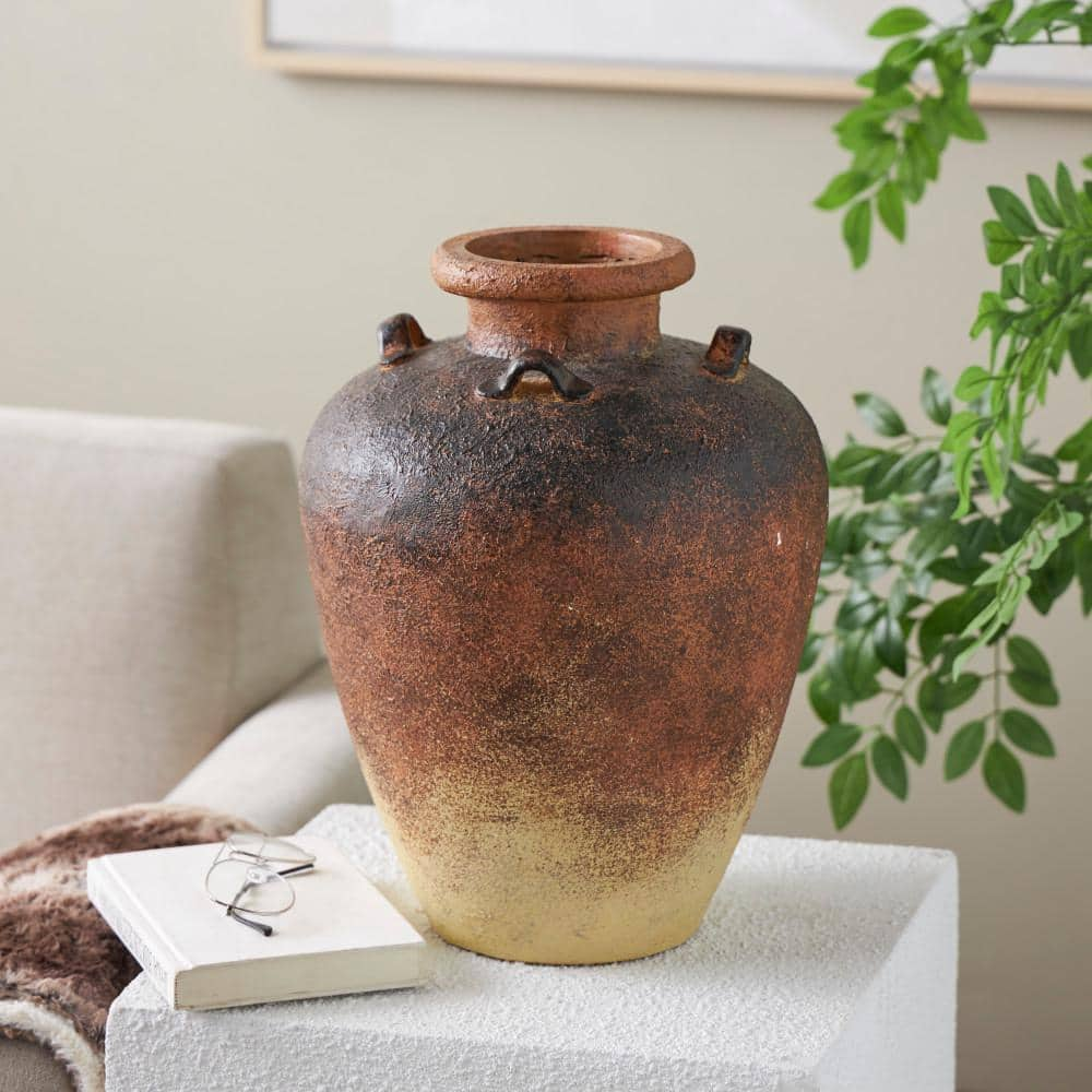 Litton Lane Copper Textured Ombre Antique Amphora Magnesium Oxide Decorative Vase