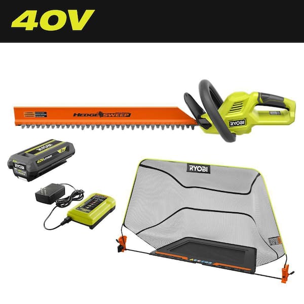 40V 24 in. Cordless Battery Hedge Trimmer with Debris Collector and 2.0 Ah Battery and Charger