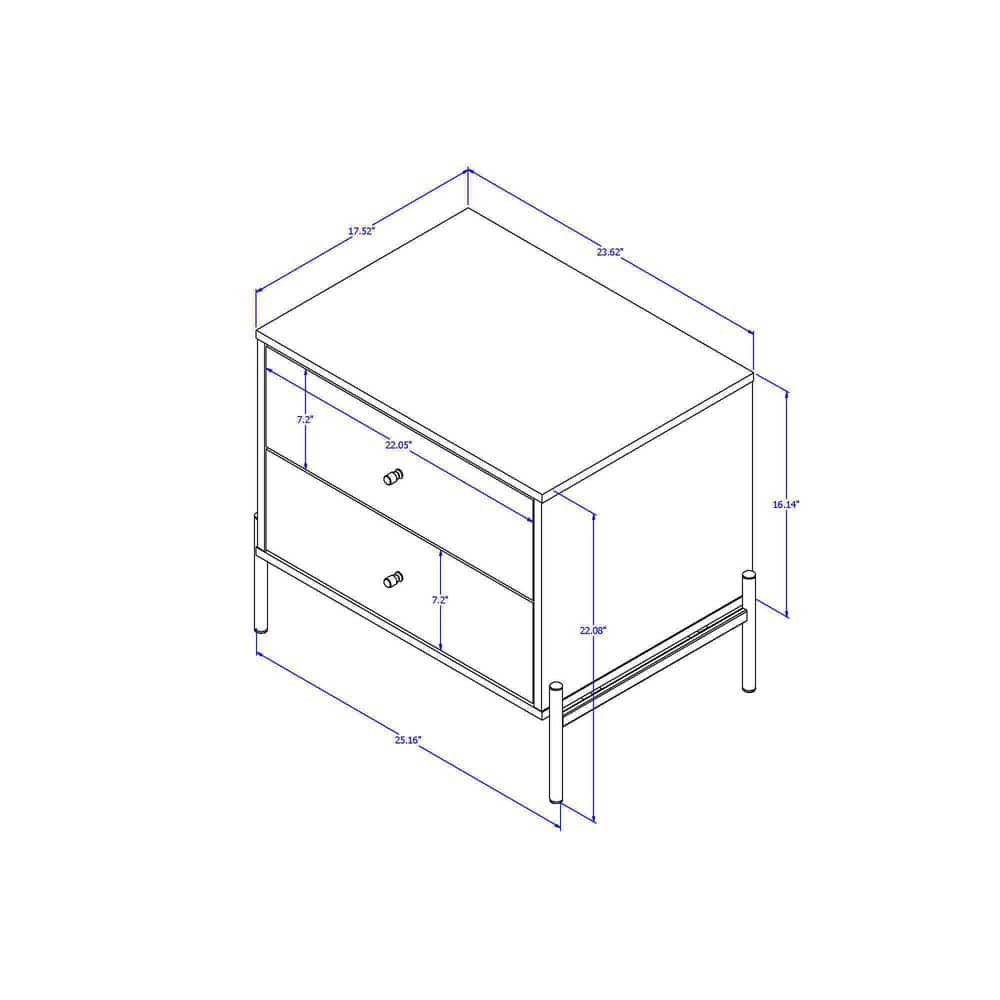 Jasper Off White Engineered Wood Nightstands with Gold Accents (Set of 2)