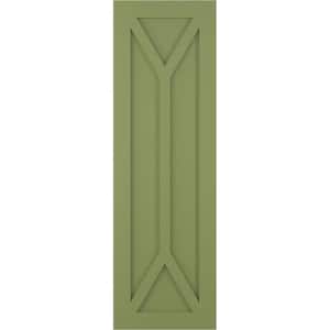 15 in. x 27 in. PVC True Fit San Carlos Mission Style Fixed Mount Flat Panel Shutters Pair in Moss Green