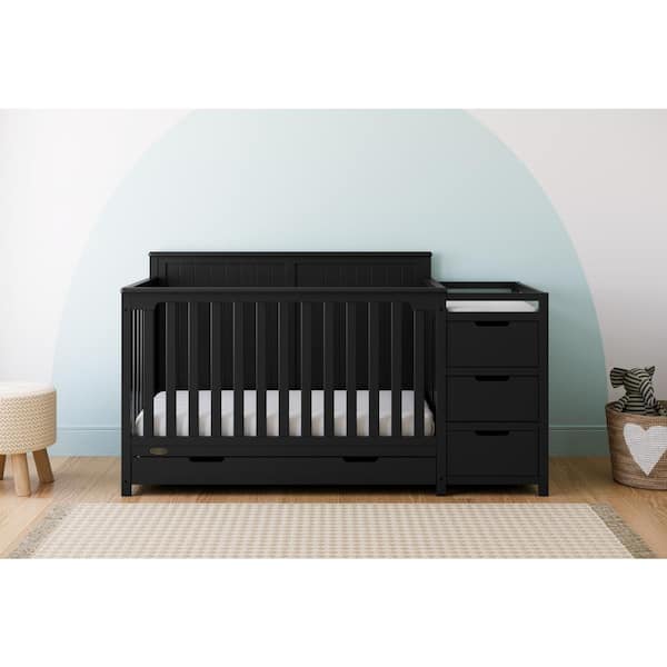 Black crib with drawers best sale