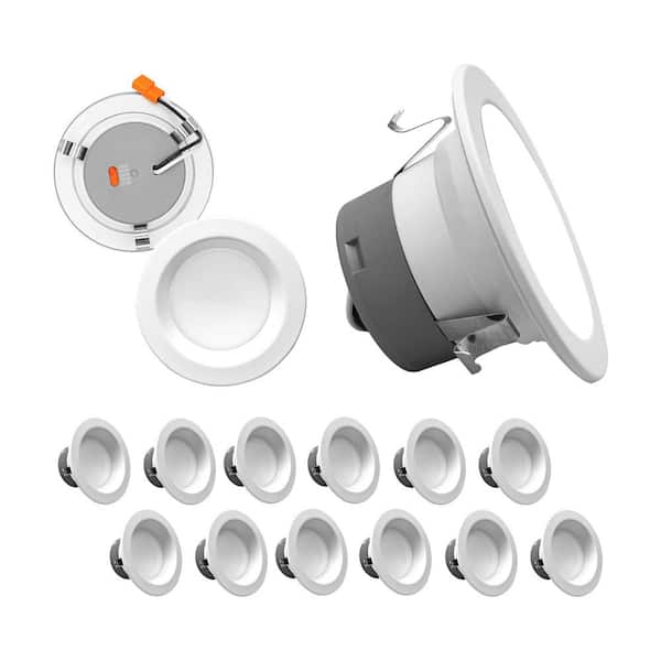 NICOR DLR 4 in. White Selectable CCT Integrated LED Recessed Retrofit Downlight Trim, Dimmable (12-Pack)