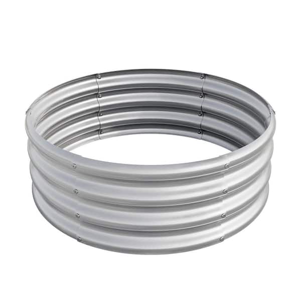 EPIPHANY DOUBLED INC 2.67 x 0.95 ft. Silver Round Metal Outdoor Raised Garden Bed