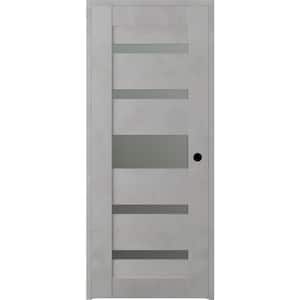 Vona 07-05 24 in. x 80 in. Left-Handed 5-Lite Frosted Glass Solid Core Light Urban Wood Single Prehung Interior Door