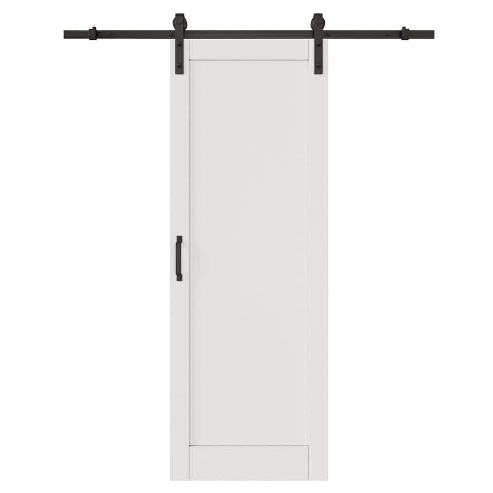 18 in. x 80 in. 1 Panel White Primed DIY Painting MDF Sliding Barn Door with Hardware Kit and Soft Close (Blck Track) price history on PriceWatchPro