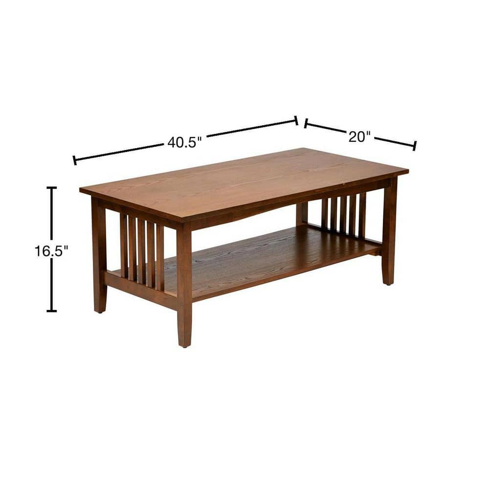 Sierra Mission 45'' Ash Brown Rectangular Wood Coffee Table with Lower Shelf