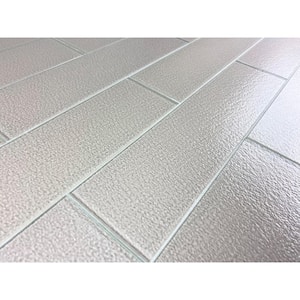 Frosted Elegance Beveled Subway 3 in. x 6 in. Glossy White Glass Tile Sample