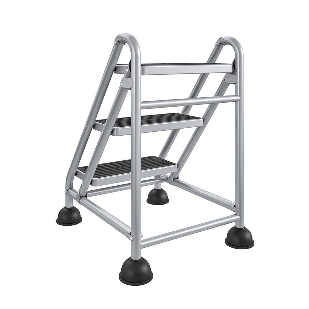 Cosco Platinum & Black 3-Step Rolling Step Stool with Secure Tread