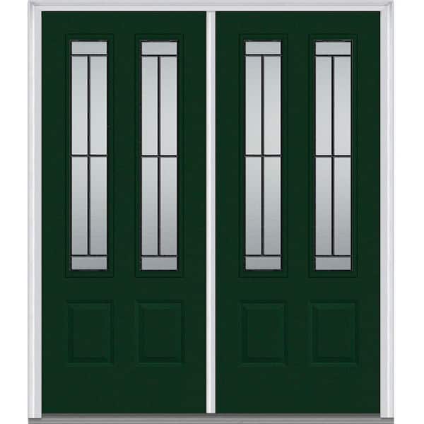 MMI Door 64 in. x 80 in. Madison Left-Hand 2-3/4 Lite 2-Panel Classic Primed Steel Prehung Front Door