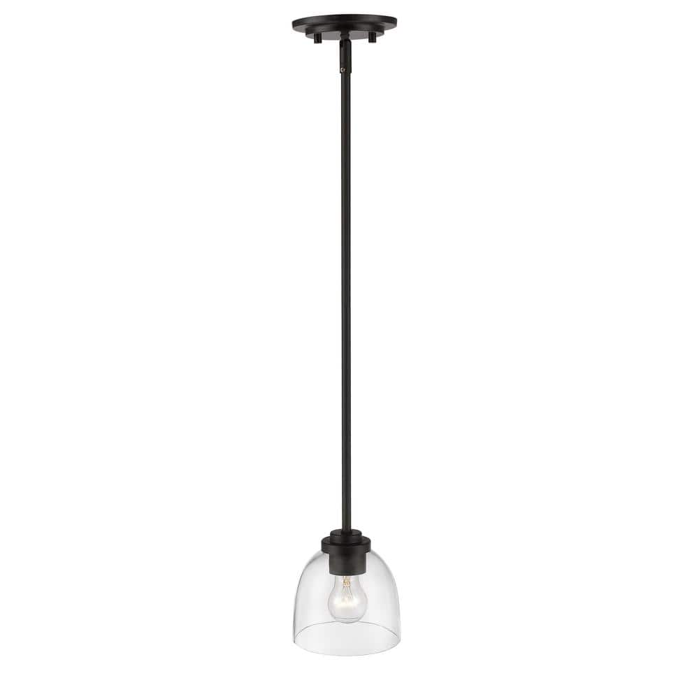 Coastal Curve 6" Mini Pendant with Clear Glass Bowl and Bronze Finish
