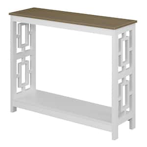 Town Square 39.5 in. Driftwood & White 31.75 in. Rectangle Wood Console Table with Shelf