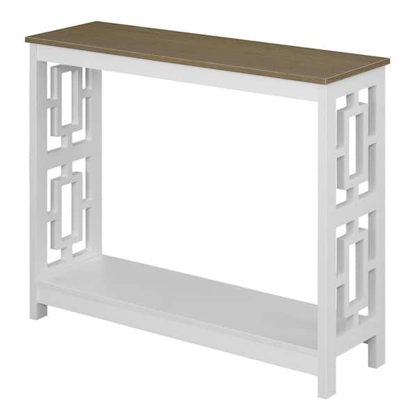 Convenience Concepts Town Square 39.5 in. Driftwood & White 31.75 in. Rectangle Wood Console Table with Shelf