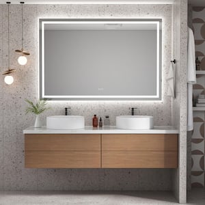 60 in. W x 40 in. H Large Rectangular Frameless Anti-Fog Wall-Mounted LED Bathroom Vanity Mirror