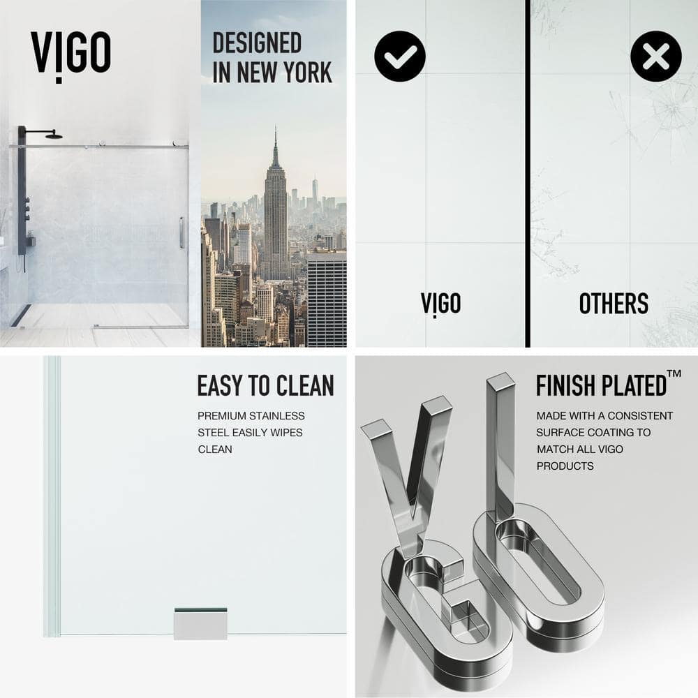 Elan 76" High x 60" Wide Frameless Sliding Shower Door in Chrome