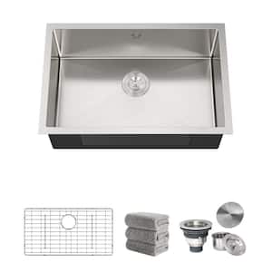 Wudkey 23 in. x 18 in. Undermount Single Bowl 16 Gauge Silver