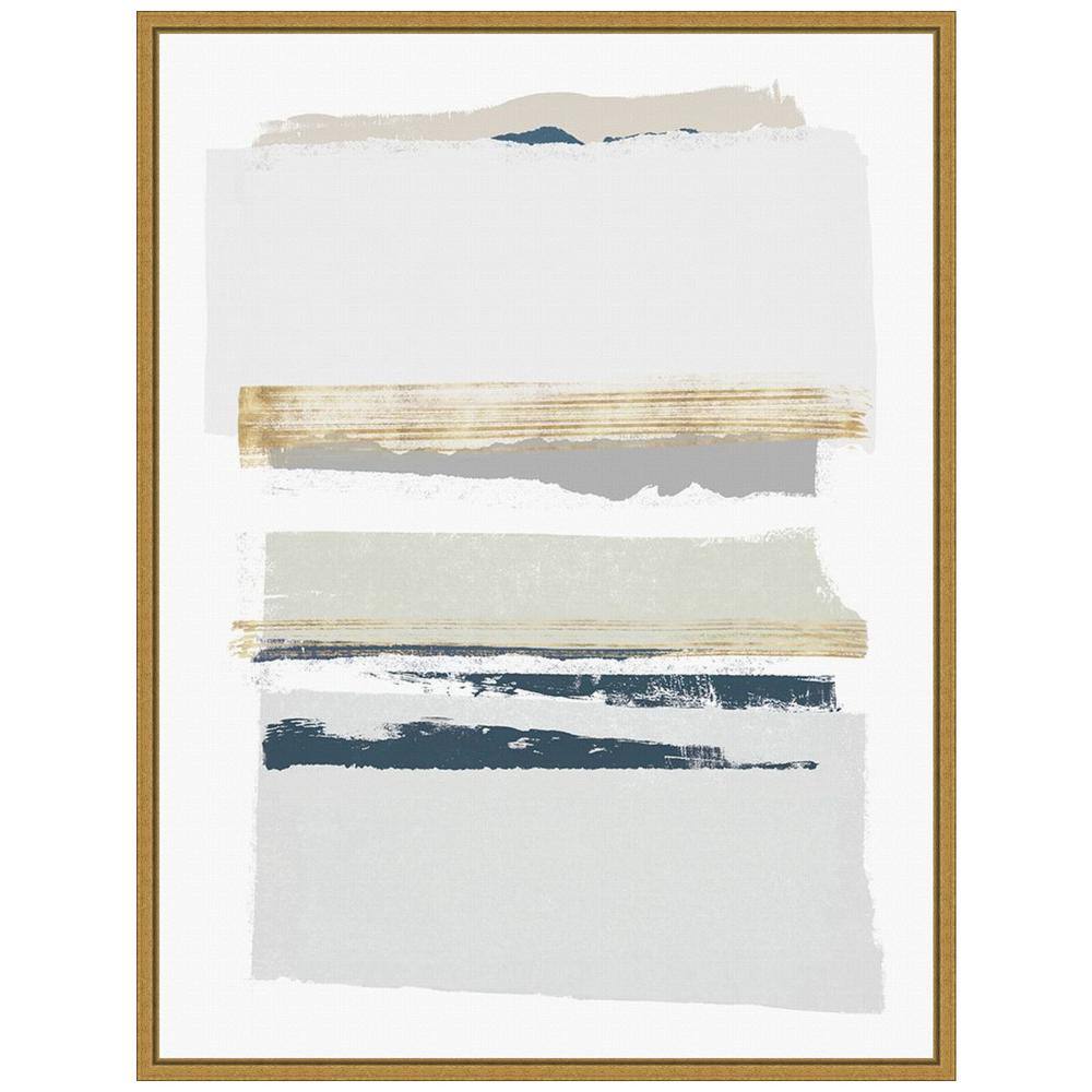 Boulevard I Neutral Abstract Canvas Art with Gold Frame