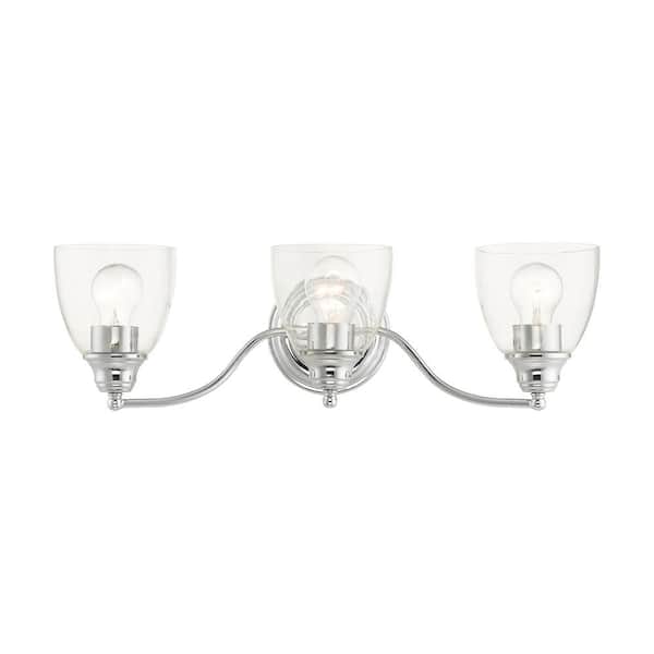 AVIANCE LIGHTING Grandview 23 in. 3-Light Polished Chrome Vanity Light with Clear Glass