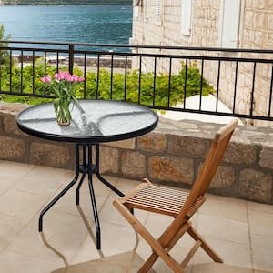 Details about   Round Glass Top Side Table Outdoor Patio Porch Deck Brown Aluminum Furniture 